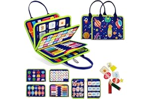 TenFans Busy Board - Juguetes Montessori Activity Board para niños de 1, 2 y 3 años - Juguetes sensoriales para el Autismo - Regalo de Habilidades motoras Finas para niños y niñas.