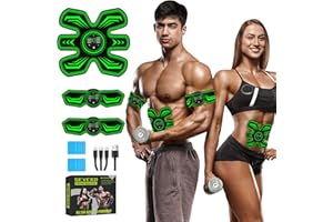 SEVEKO Electroestimulador Muscular Abdominales, EMS Estimulador Abdominal, Abdominales en Casa, Cinturon Electroestimulador Abdominales, 8 Modos y 15 Intensidades, 10 Hidrogeles de Repuesto
