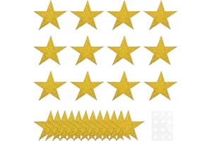 PATIKIL 6" Star Cutouts, 12 Pack Star Cutout Shine Paper Stars for Classroom Decoration DIY Craft Project Bulletin Board Wall Poster, Golden