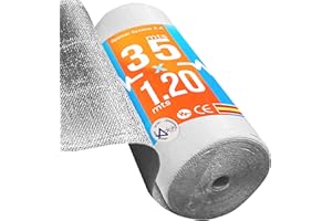 POLYNUM Optimer System - Rollo Aislante Termico reduce el Frio y el Calor - Aislante Termico Reflexivo - Aislamiento Termico para Naves, Paredes y Tejados - 35x1.20m