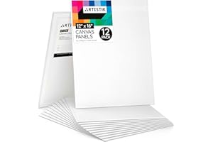 Blank Canvas - Canvas Frames Panel Board for Painting,100% Cotton Artist Quality Triple Primed Gesso Canvases Quality Art Paint Supply by Artistik (Pack of 12-16 x 12)