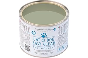 TecnoChalk® Pittura Opaca Antimacchia CAT & DOG EASY CLEAN® - Rende Lavabili Pareti e Superfici Porose - Crea una Barriera Antisporco - Per Casa e Giardino, a Prova di Pets! Salvia (500 ml)