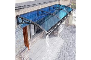 DSEWTEZXI Moderne aluminium marquise de porte exterieur, Extérieur porte d'entree auvent, polycarbonate marquise avec évier de guidage Protection contre la pluie et la neige,silencieux,Protection UV. ( Size : L