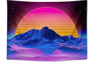 Roninkier Blacklight Tappezzeria Arazzo Luna-Giapponesi - Arazzi Arazzo da Parete Hippie Colorato Teli Indiani Ocean Wave Tramonto con Wall Art Decorazioni per Soggiorno Camera Letto Decor,150X100CM