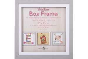 Pfennig N Squid Ltd Black Grey or White Shadow Box Frame Deep 3D Box Display Picture Frames 5 Sizes (Grey, 25x25cm)