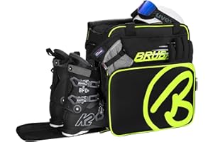 BRUBAKER 'Super Champion' - Sac à Chaussures de Ski/Sac Casque/Sac à Dos Ski - Noir/Jaune Fluo