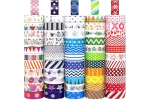 Voolcaoo 60 Rollen Washi Tape Set - Klebeband Bunt Masking Tape, Süß Dekoratives Tape für Verschönern Bullet Journals, Scrapbooking Supplies, Diy Handwerk, Planners