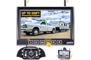 Reversing Camera Wireless HD 1080P 7 Inch DVR Touch Key Monitor Rear View Cam Kit 4 Channel Split Screen for Van Trailer Caravan Motorhome Infrared Night Vision Waterproof AMTIFO A7