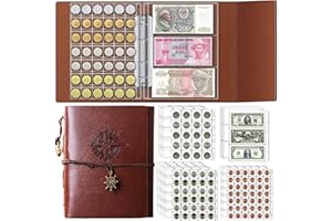 Ettonsun Libro de colección de monedas de 398 bolsillos, suministros de colección de monedas, libros de colección de monedas, 12 billetes y 386 álbumes de almacenamiento para todas las monedas,
