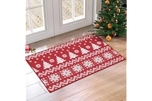 CAROMIO Świąteczna wycieraczka do wnętrz i na zewnątrz Boże Narodzenie boho wycieraczki drzwiowe płatek śniegu renifer wiejski choinka można prać w pralce wejście antypoślizgowe niski profil dywany
