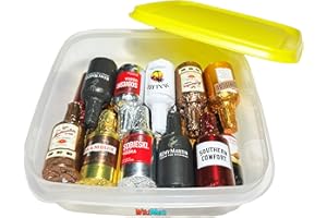 Botellitas de Chocolate Rellenas de Licor - Nueva Edición 2024 Con Nuevos Sabores - Incluye Caja Armario Botellero WikiMark. 1 Kg - 64 Botellitas. (Taper Plástico, 20 Botellitas - 300 Gr)