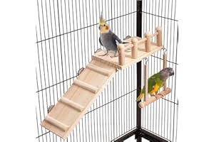 TeTupGa Hamster Bird Perches Cage Toys Parrot Wooden Platform With Climbing Ladder Playing Gyms Exercise Stands Wood Swing Chewing Toys Sets For Animals Green Cheeks, Baby Lovebird, Chinchilla, Budgie