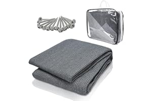 ‎JIUBIAZ Jiubiaz Vorzeltteppich, Campingteppich Markisenteppich Zeltteppich mit 12 Löchern, 13 Heringe und Tragetasche, Atmungsaktiv rutschfest,Waschbare(Grau Blau, 200x200cm)