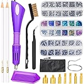 BLUESEABUY HotFix Applicator Rhinestone Hotfix Applicator Tool 3 Boxes of Rhinestones with 7 Different Applicator Tips for Cl