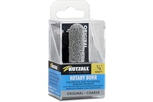 Kutzall Fresa Rotativa Original de Punta Esférica, Eje de 1⁄4", Basto - Accesorio para Bosch, DeWalt, Makita, etc. Carburo de Tungsteno Abrasivo, 1⁄2" (12,7mm) Dia. X 1-1⁄2" (38,1mm), BN-12X112