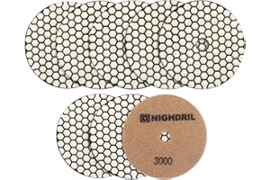 HIGHDRIL Almohadillas Pulido Diamante Seco - 8piezas #3000 Almohadillas Lijado 125MM para Granito Piedra Mármol Suelo Grinder Pulir Almohadilla Kit para Taladro, Amoladora, Pulidora