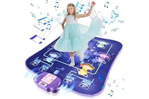 Euakee Tappeto da Ballo per Bambini 3-12 Anni, Tappetino da Ballo con 5 modalità di Gioco e 3 Livelli di Sfida, Tappeto Musicale con Luci LED (Marina Militare)