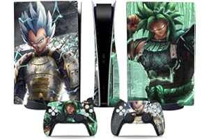 MaD Vision® Kit de Skins Extra-résistants pour PlayStation 5 (PS5) Disc | Ensemble de Stickers vinyles Mats pour Console et 2 manettes – pour Dragon Ball Design