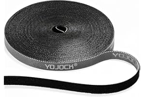 YOJOCK Opaska kablowa na rzep 5m, rolka z możliwością ponownego zamknięcia, wielokrotnego użytku, 10 mm szerokości, czarna nylonowa możliwość dowolnego przycięcia, opaska kablowa na rolkę dwustronny rzep