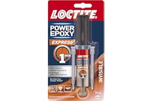 Loctite, Epoxy Express 1 Min Invisible Rapide, Colle Multi-matériaux, seringue 11ml