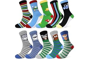 TUUHAW Calcetines Niña Niño Algodón 10 Pares Calcetines Animales Calcetine Divertidos Graciosos, Casa Deporte Futbol