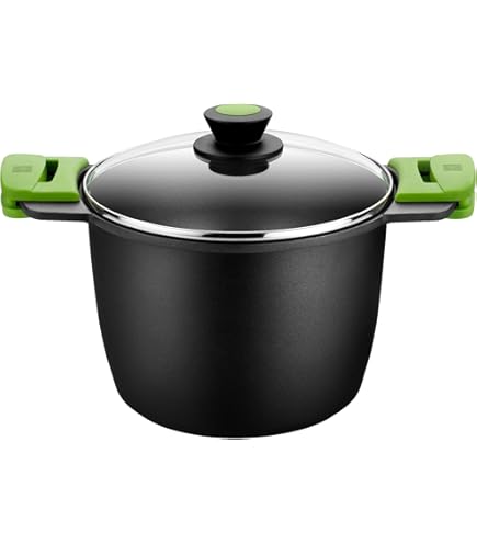 FLORINA Aluminium Pan (1,6 l) 20 cm I Kookpan MAGNUM met Siliconen Glazen Deksel I Antiaanbaklaag I Lage Pan met Softtouch Handvatten I Pastapan Soeppan I Geschikt voor Alle Kookplaten & Inductie
