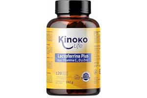 KINOKO LIFE LactoFerrine Plus | 120 Gélules Végétales | avec 500 mg de Vitamine C | Vitamine D 2000 UI | Citrate de zinc | Soutient un système immunitaire Sain | Sans Stéarate de Magnésium | Non OGM