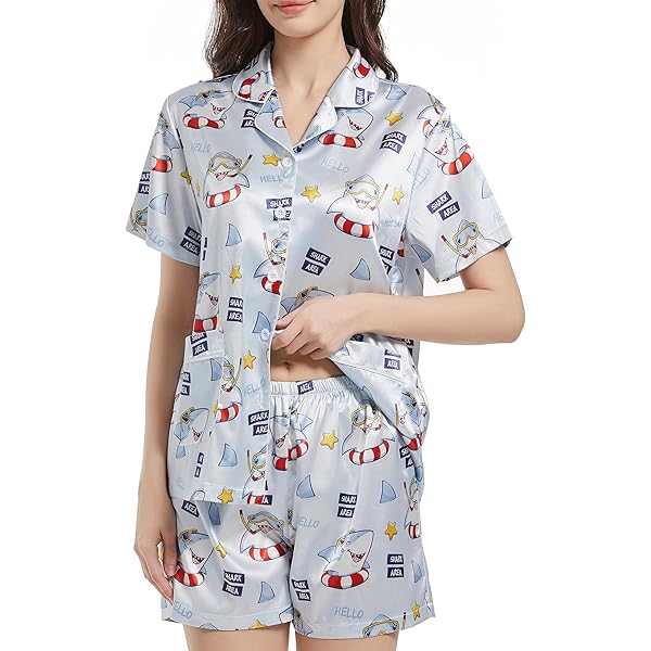 Pyjama Femme Satin 2 Pièces - Haut Manches Courtes Et Pantalon - Confortable Et Élégant Pour La Nuit