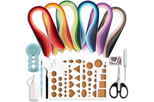 JUYA Paper Quilling Kits with 30 Colors 600 Strips and 8 Tools Blue Tools, Paper Width 3mm