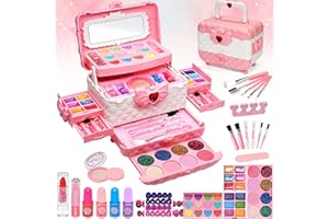 EVACOK Kids Makeup Sets For Girls - Children Makeup Sets For Girls Washable Make Up Set, Childrens Princess Play Games Toys Presents, Little Girl Birthday Gifts Set For Age4-12 Year Old (EVACOK-11)