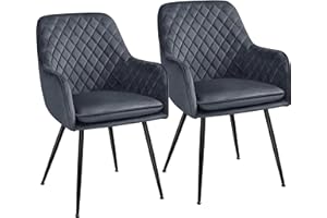 Yaheetech Dining Chairs Set of 2 Velvet Dining Chairs Modern Tufted Armchair Upholstered Accent Chair for Counter Lounge Home Kitchen, Dark Grey
