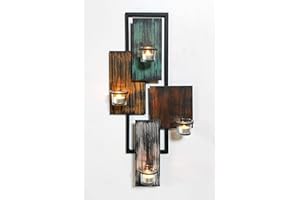 DanDiBo, portacandela da parete, astratto, in metallo nero, 61 cm