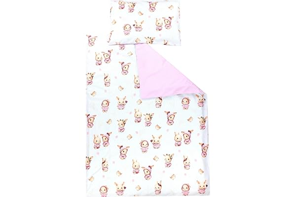 TupTam Juego de Ropa de Cama para Niños, de 2 Piezas., Conejo/Rosa/Lunares, 135x100 cm