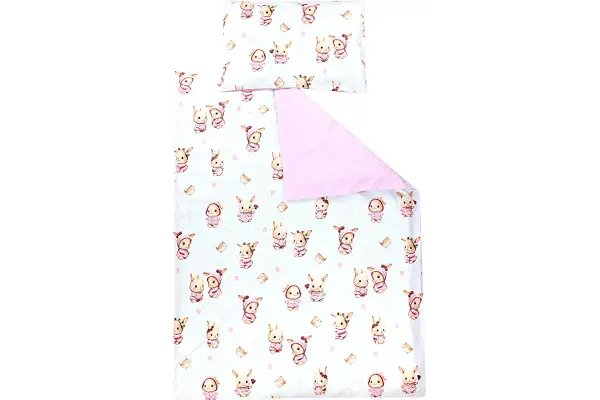 TupTam Juego de Ropa de Cama para Niños, de 2 Piezas., Conejo/Rosa/Lunares, 135x100 cm