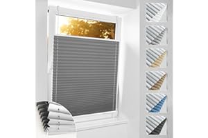 ‎BOBODECO bobodeco Plissee ohne Bohren Verdunkelung Klemmfix, Grau 50x200 cm(BxH) Verdunklungsplissee Thermo Plissees 100% Verdunkelnd & lichtundurchlässig Plisseerollo für Fenster & Tür