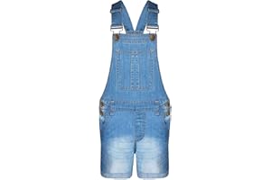 A2Z 4 KIDS A2Z 4 Niños Niñas Pantalones cortos vaqueros peto, vaqueros elásticos desteñidos mono con pechera mono todo en uno de 3 a 13 años