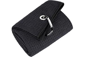 Mile High Life Toalla de Golf triplicada Tejido de Microfibra Primera Calidad Patrón de gofres (Negro/Azul Marino)