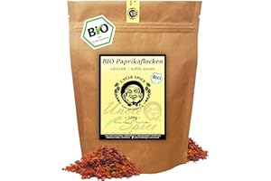 UNCLE SPICE® BIO Paprikaflocken 100g – rote Paprika mild-süß & aromatisch – rotes Paprika-Granulat, Premium-Gewürz in Spitzenqualität – Ideal für Gulasch, Pasta, Gemüse, Salate, DE-ÖKO-005