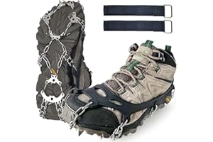 EWENYS Ice Snow - Ramponi antiscivolo a 19 punte, per scarpe da ghiaccio, per passeggiate invernali all'aperto, alpinismo ed escursionismo