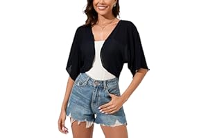 Dosieyeo Women's Bolero Chiffon Elegant Bolero Jacket Light Airy Jacket 3/4 Sleeve Thin Shoulder Jacket for Dress Top