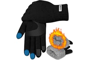 ARFNKIM Mens Thermal Gloves, Touchscreen Non-Slip Winter Gloves with Soft Lining, Knit Elastic Cuff Warm Gloves for Men and Women