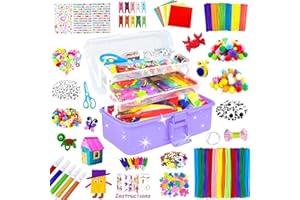 BNUZEIYI 3000 Pezzi Lavoretti Creativi per Bambini DIY Art Craft Set Scovolini Colorati per Lavoretti Scatola artigianale 3 strati Materiale scolastico fai da te Regali per Ragazze e Ragazzi, Viola