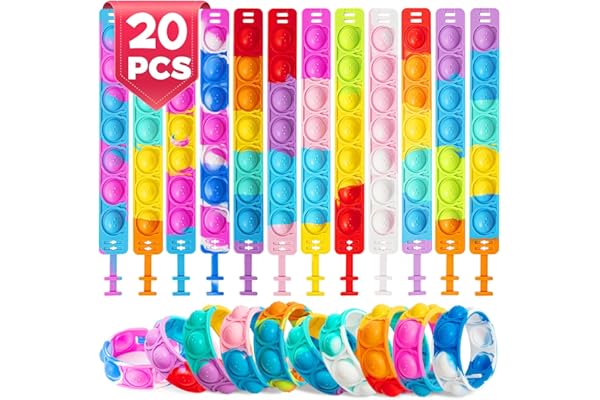 JUAUO Bracelets Anti Stress Enfants Pop It Fidget Toys - Pop Style Bracelet Réglables d'ours en Silicone Doux Jouets Sensoriels à Bulles - Garçons Filles Anniversaires, Récompenses et Petits Cadeaux