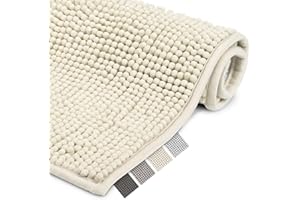 ‎BEAUTISSU Beautissu Badematte rutschfest 50x80 cm Chenille Badezimmerteppich Flauschig Badteppich rutschfest waschbar Badvorleger Bad Teppich Badezimmer Duschvorleger Badematte Beige – BeauMare WR