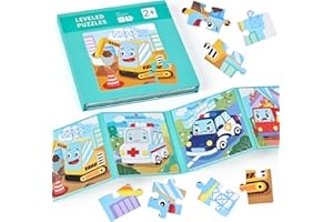BBLIKE Puzzle magnetico per bambini 3+, 73 pezzi, 4 in 1, Veicoli speciali, Giochi da viaggio, Educativo