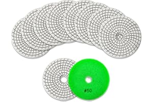 KURSTOL Disque Diamant de Polissage - 10Pcs 100mm gruau #50 Humide Diamant Polissage Pads pour Marbre, Granite, Pierre, Béton