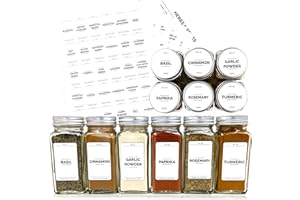 A&M Natural Living 240 x Spice Jar Labels, Herb & Condiments Sticky Labels for Jars and Bottles, Waterproof & Oil Resistant Spice Labels Stickers for Jars, Perfect Kitchen Pantry Organization (White)