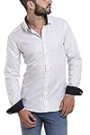 Atelier Boldetti - Camicia Uomo Oxford con Stampa a Fiorellini Geometrici, Slim Fit