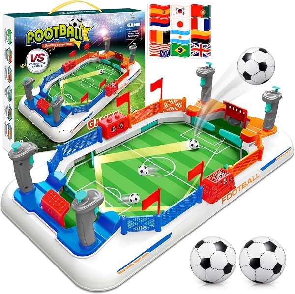 Dromlag 【2025 Aktualisierung】 Mini-Tischkicker Kinder Tischfussball Spiel - Messi Fußball Geschenk für Jungen | Familien-Brettspiel & Partyspaß für Groß & Klein - 1