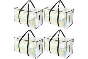 DUBUOZA 4 Pièces Grand Sac de Rangement, 90L Sac Rangement Vetement, Sac de Rangement Imperméable, Résistant et Extra-Large, Housse Vetement Avec Poignée pour Ranger et Organiser les Vêtements